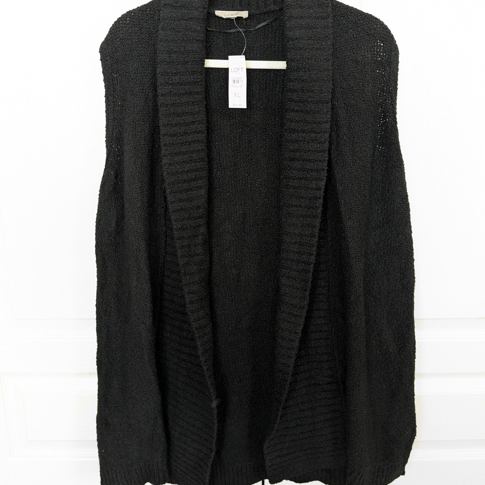 NWT Loft Black Open Front Cardigan